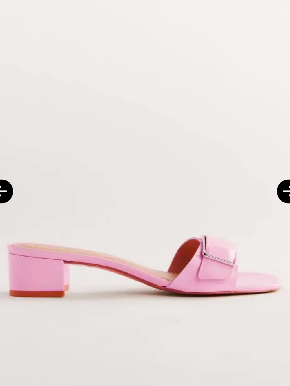 Reformation Adria Block Heel - Pink Buckle Slide Mule Heels - Picture 3 of 9